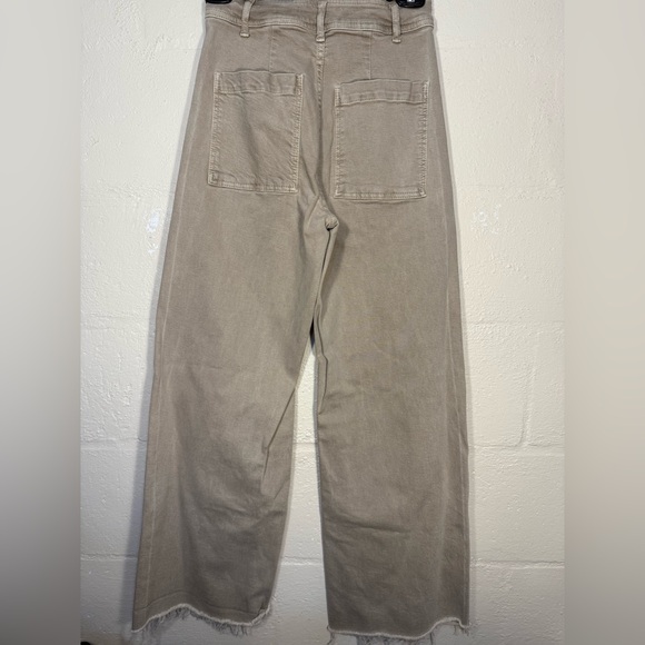 ZARA The Marine Straight Tan Cropped Jeans Size 4 Wide Leg Distressed - Picture 3 of 4